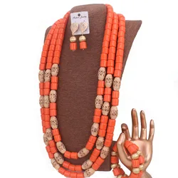 Dudo Artificial Coral Beads Jewelry Set African Nigeria Wedding Jewelry Bracelet Earrings Set 2023 Long Design