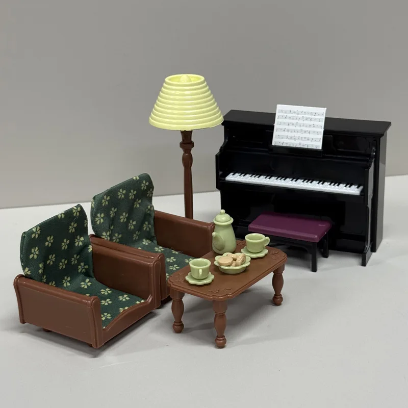 Dolls House Accessories Simulation Piano Sofa Living Room Miniature Scene Decor Ornaments Furniture Model Kids Play House Toys