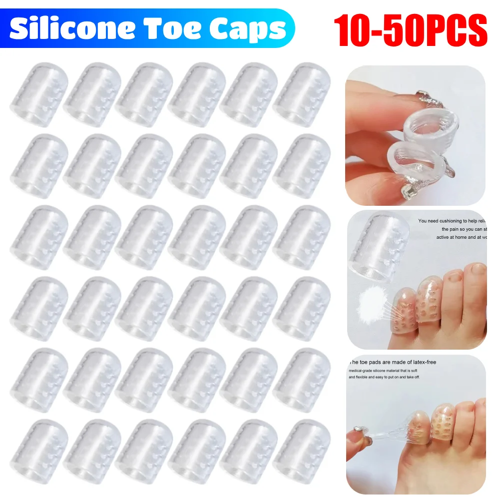 50-10 قطعة مرونة سيليكون تو قبعات مكافحة الاحتكاك واقي أصابع القدم فواصل يمنع مسامير القدم الذرة بثور غطاء تغليف أصابع القدم #1