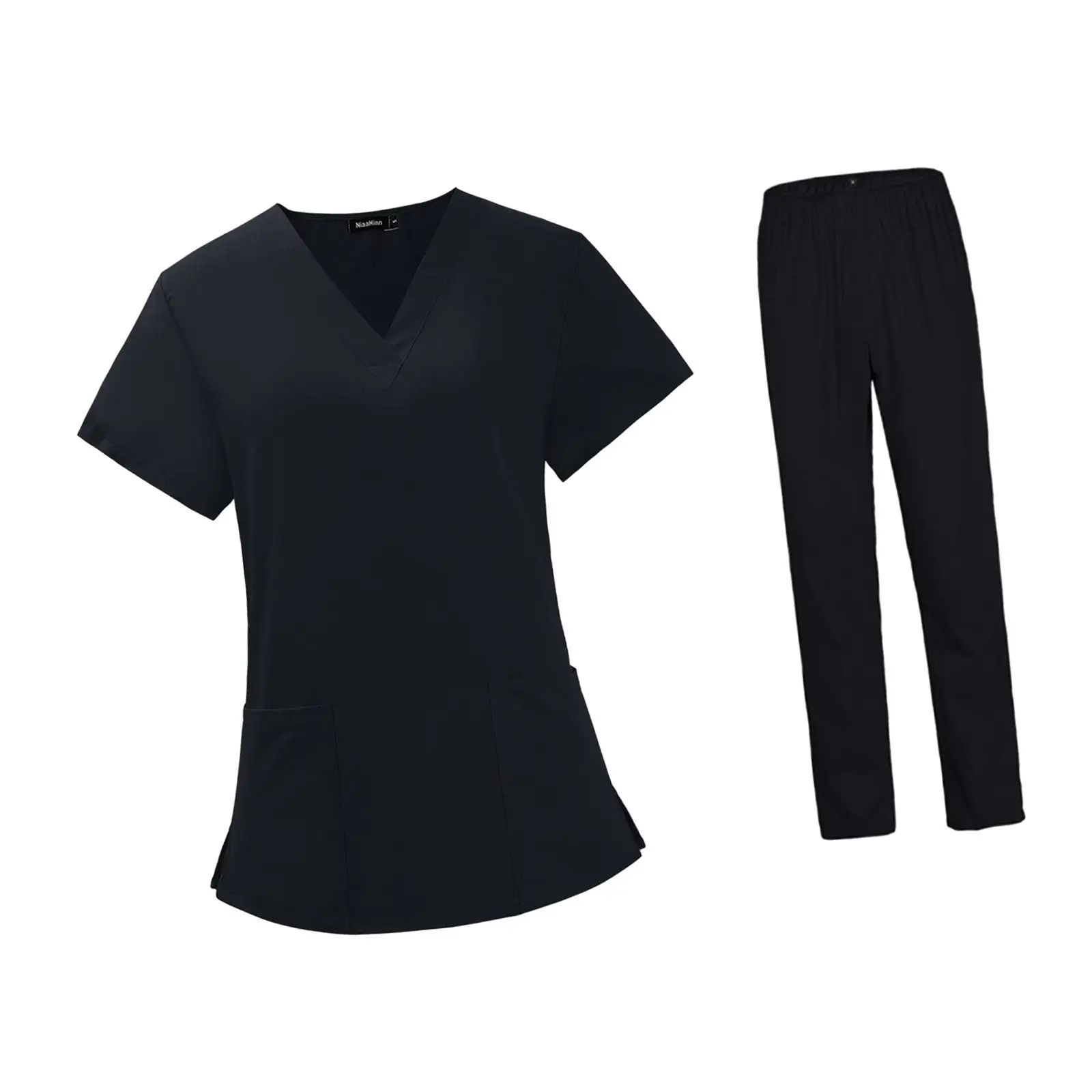 

Woman Black Scrubs Set Work Uniforms Top and Pants Scrub Kit for Pet Workers