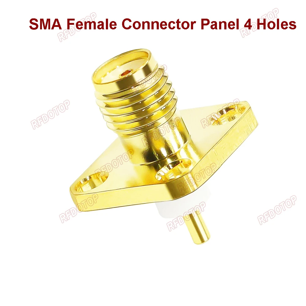 1 Pcs SMA Panel Mount Connector SMA Male Plug 4 Holes Flange Chassis Solder Coax Adapter SMA Female Jack PCB Converter 50 Ohm