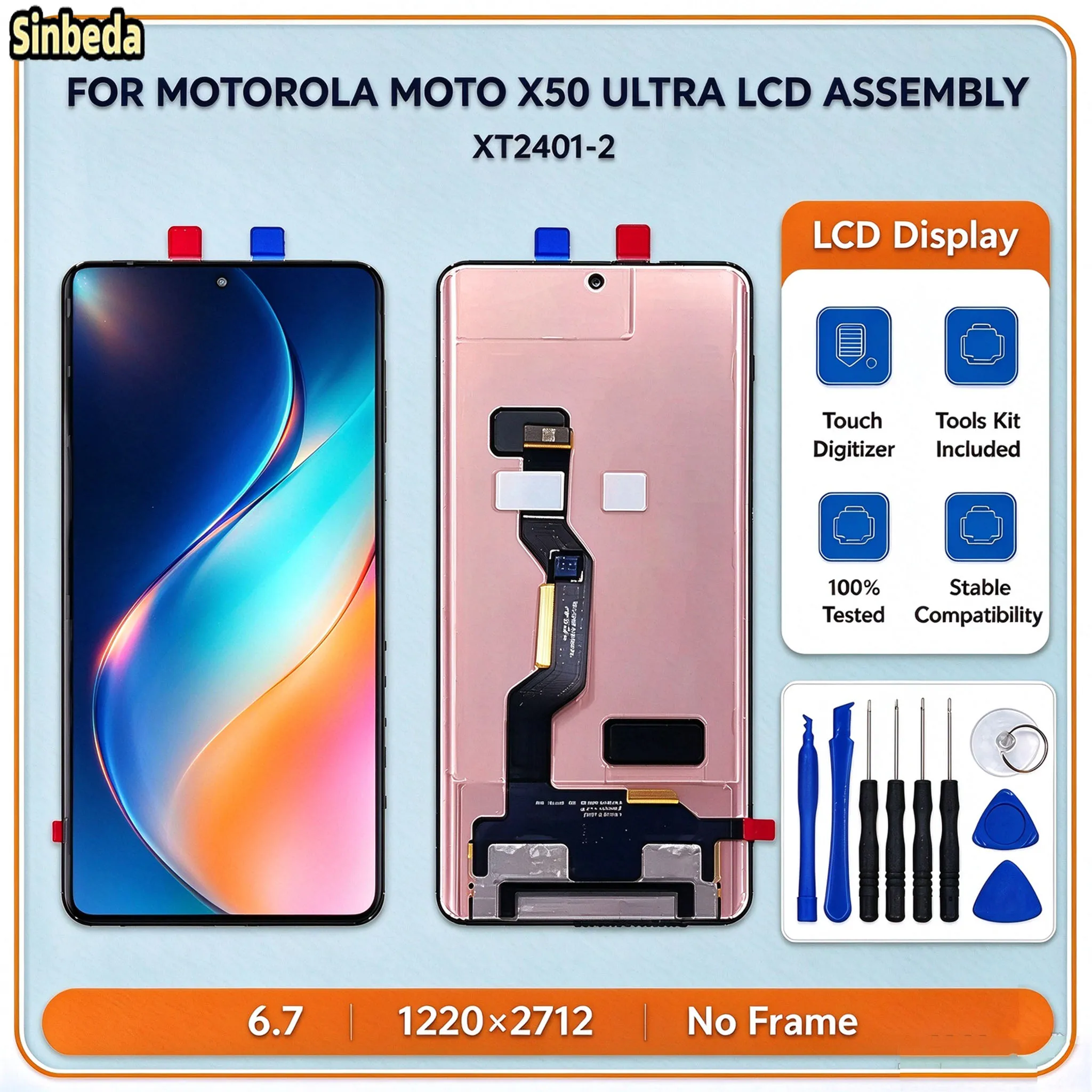 Ori New Display For Motorola Moto X50 Ultra Lcd Display Touch Screen Digitizer Assembly Replacement With Repair Tools