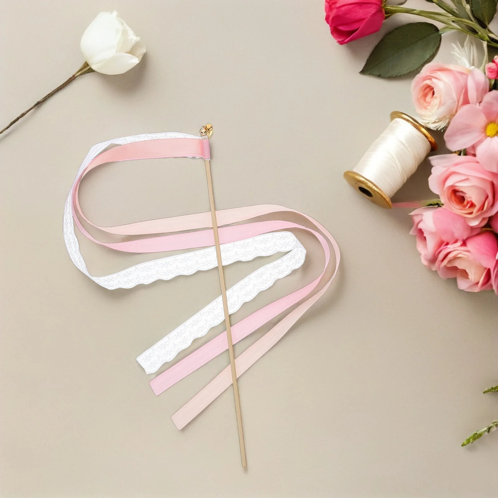 

30Pcs Wedding Bells Fairy Wands Elegant Lace Ribbon Streamers Bridal Shower Party Decorations Birthday Ribbon Sticks