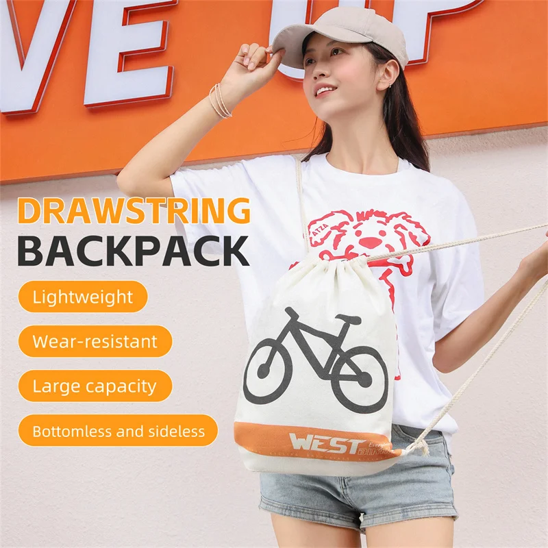 WEST BIKING Portable Drawstring Backpack For Cycling Hiking Helmet Cycling Equipment Storage Bag MTB Road Bicycle Accessories