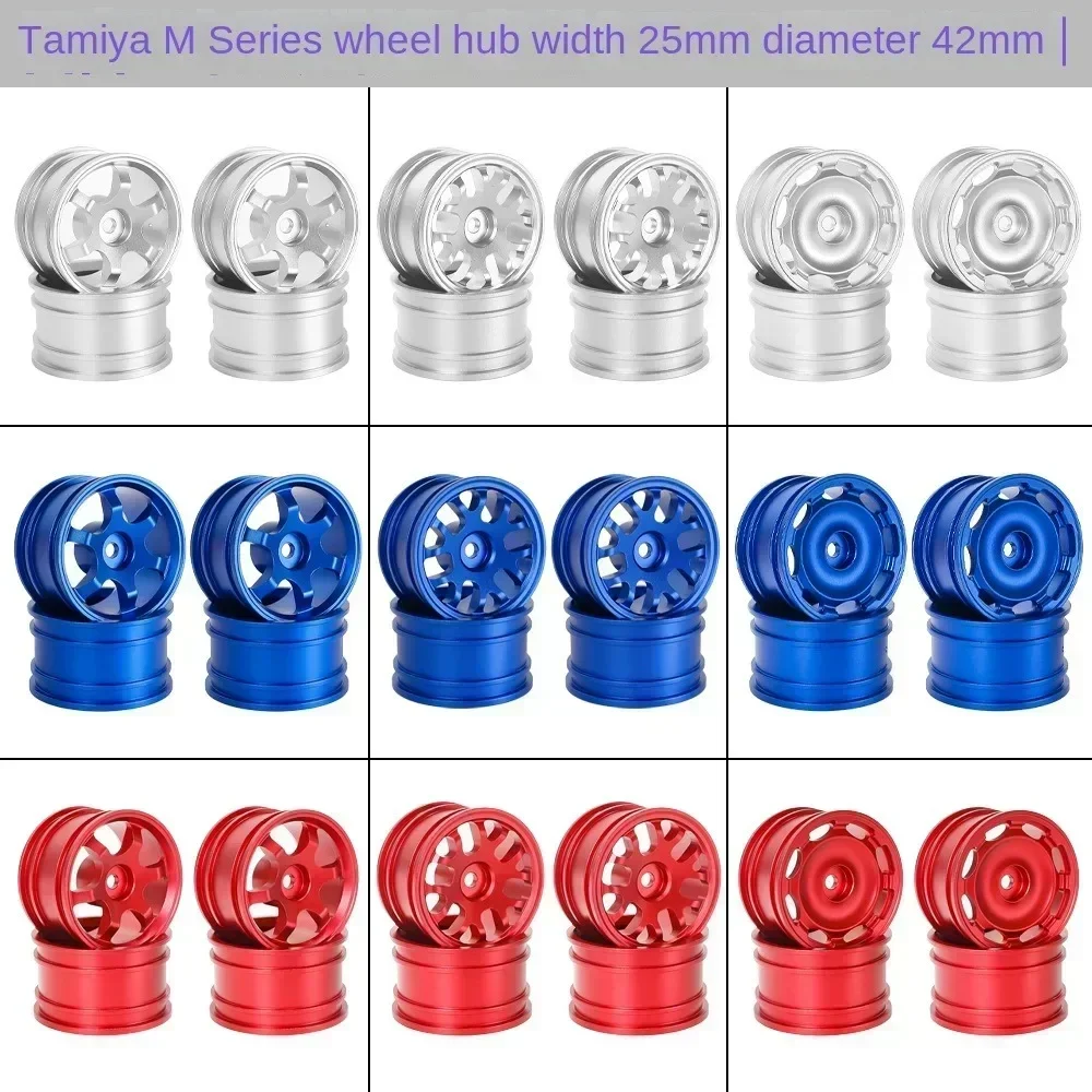 4 Piezas de Llantas Metálicas de 42 mm para Tamiya M03 M04 MB-01 XM-01 MF01-X, Piezas de Mejora para Autos RC 1/10