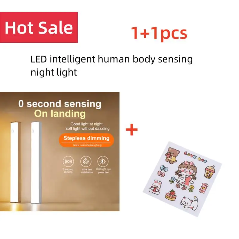 

Led Intelligent Human Body Induction Wireless Magnetic Strip Night Light Rechargeable Kitchen Wardrobe Cabinet Wine Cabinet Bedr