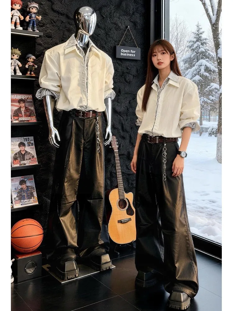 

White American Sle Striped Long Sve irt Men's Autumn Winter Casual Faion Inner Wear Layering irt Stand Fit