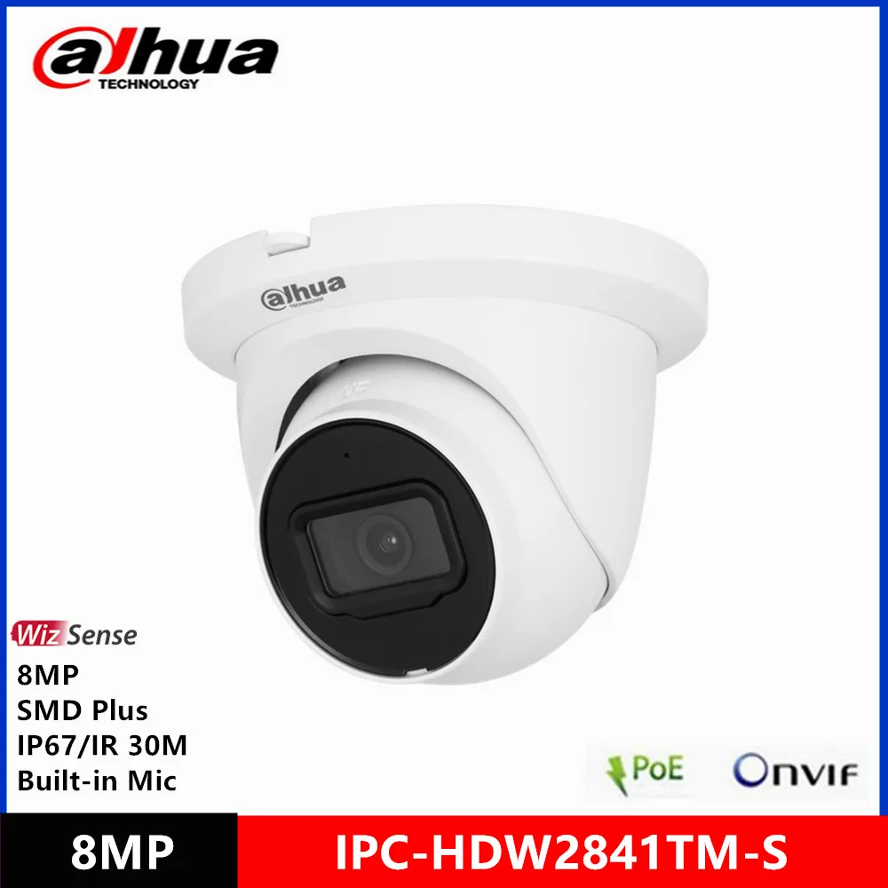 Dahua DH-IPC-HDW2841TM-S 2.8mm 8MP Eyeball AI WizSense IP Camera Built-in Mic IR 30M IP67 POE SMD Plus