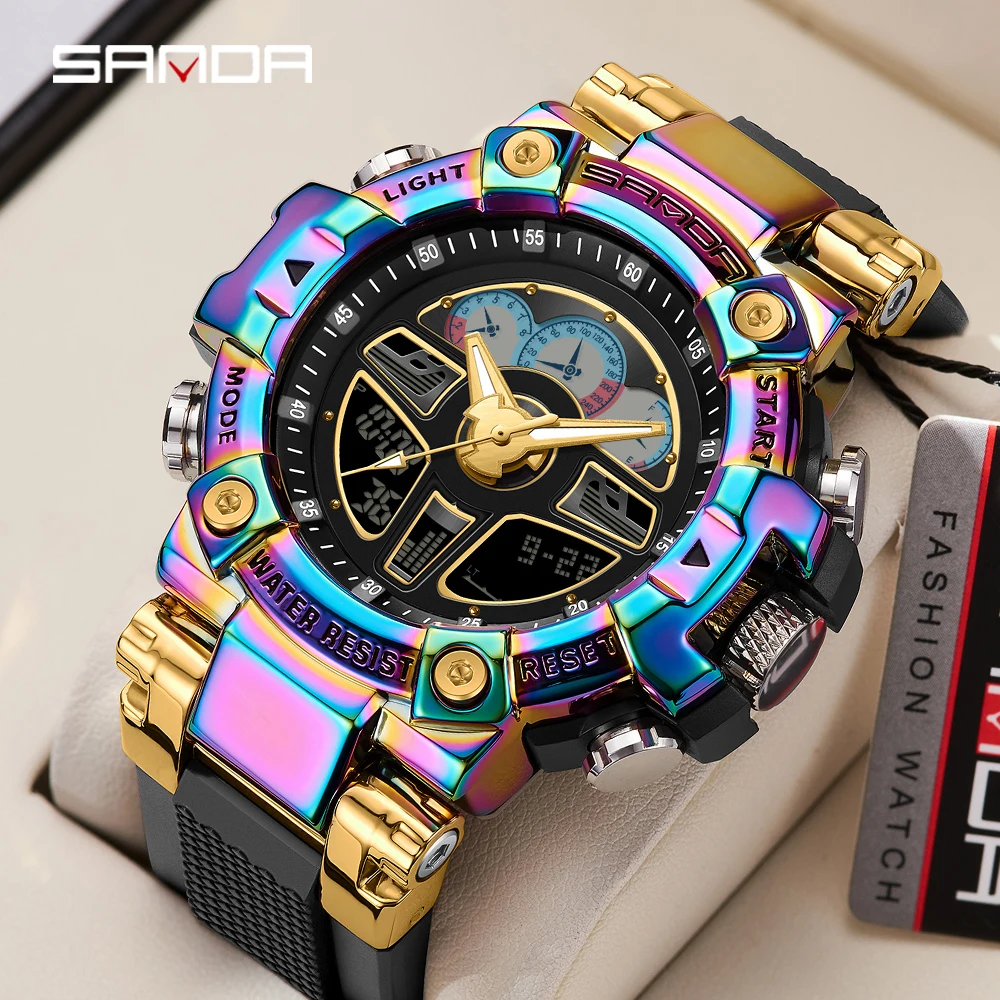 2023 SANDA 3156 Sports Military Men\'s Watches Luxury Digital Watch 50M Waterproof Quartz Wristwatch for Male Relogios Masculino