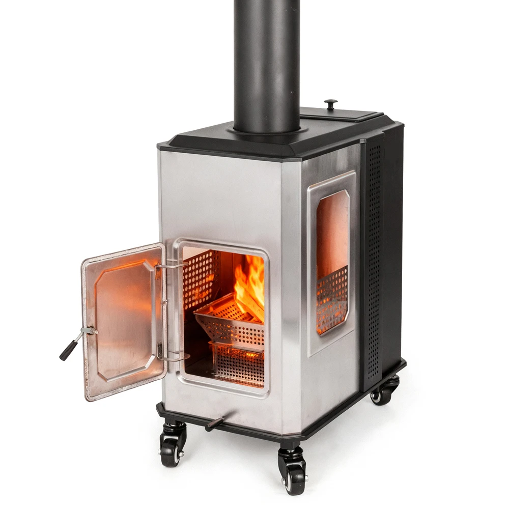 Modern Outdoor Pellet Heater High Heat Output Portable Stove For Home Camping Patio Heating