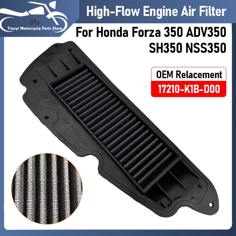 Accessori Moto Filtro Aria Per Honda NSS300 Sh300I FORZA350 SH350 ADV350 Abs Moto Aspirazione Filtro Aria 17210-K1B-D00-image