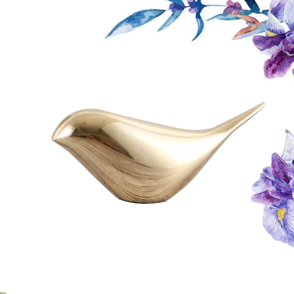 

Copper Bird Figurines Handcrafted Brass Animal Ornament Smooth Polished Modern Minimalist Design For Office Home Study