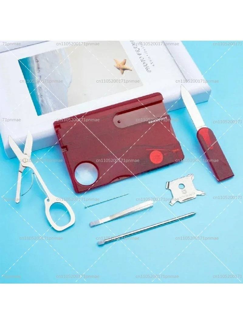 Multifunctional Card with LED Light - Portable Red Blue Black Utility Tool for Everyday Carry