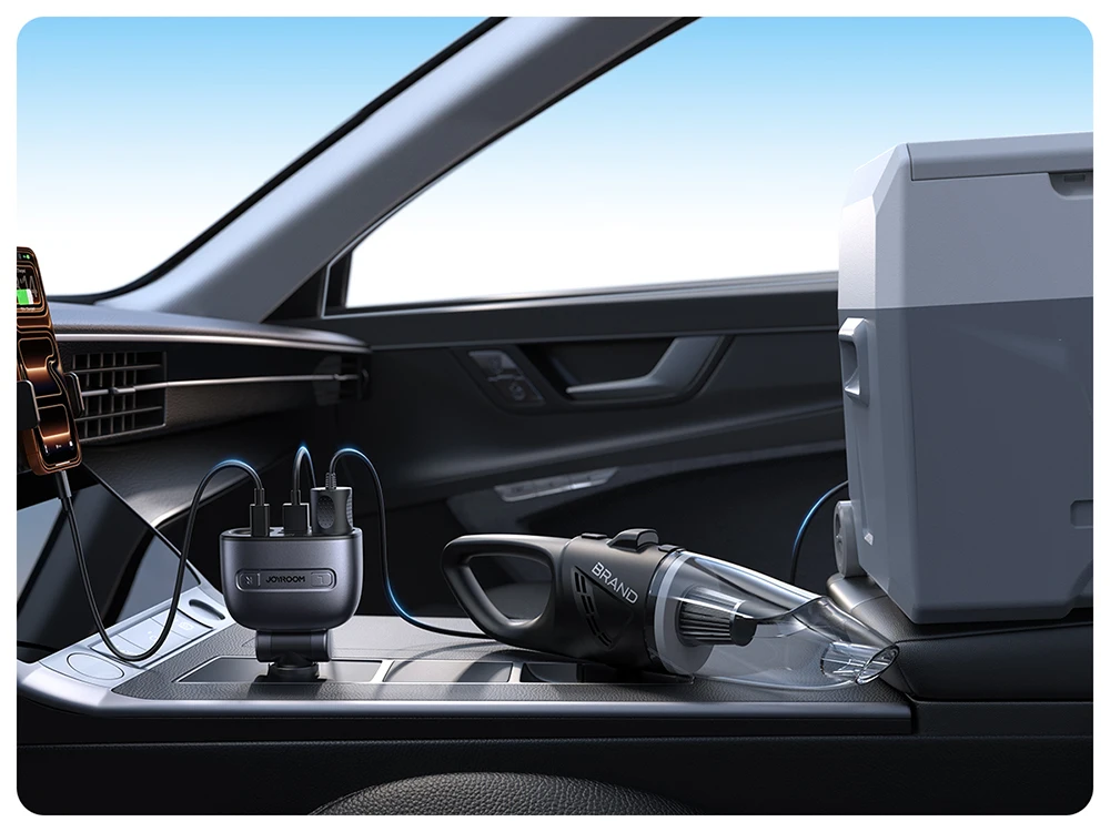 JOYROOM 225W Autoladegerät mit unabhängiger USB-C PD 45W-Technologie, QC3.0, Multifunktions-Ladestation für mehrere Geräte, LED-Anzeige, Autozubehör. – Detail 10