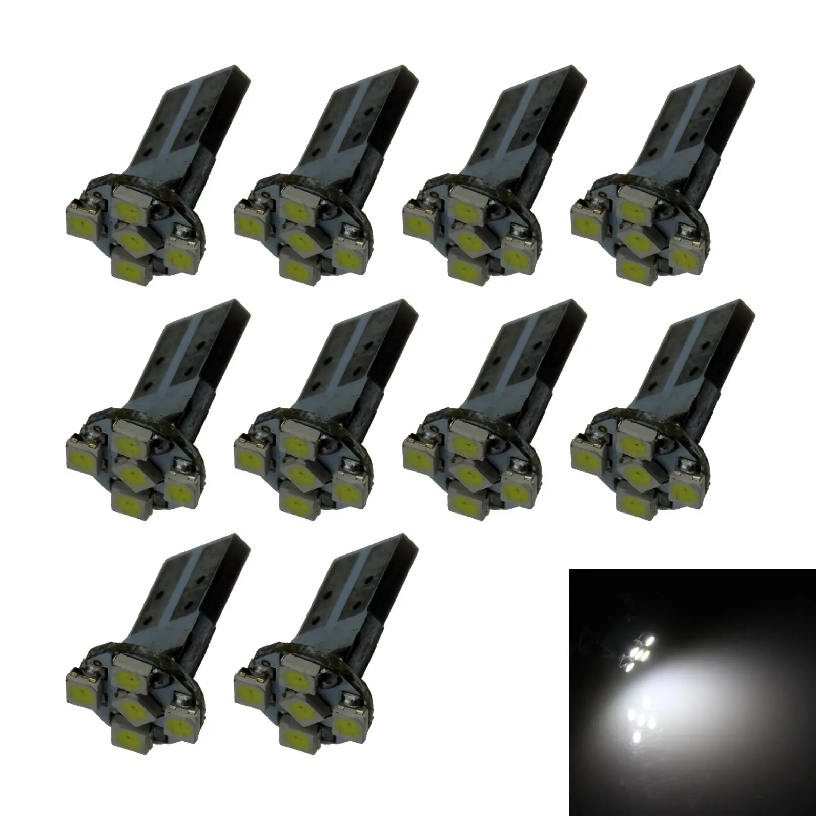 10x Белый Авто T10 W5W интерьер (карта/купол) флэш-печатная плата 5 излучателей 3528 SMD флэш-дисплей 585 655 Флэшка