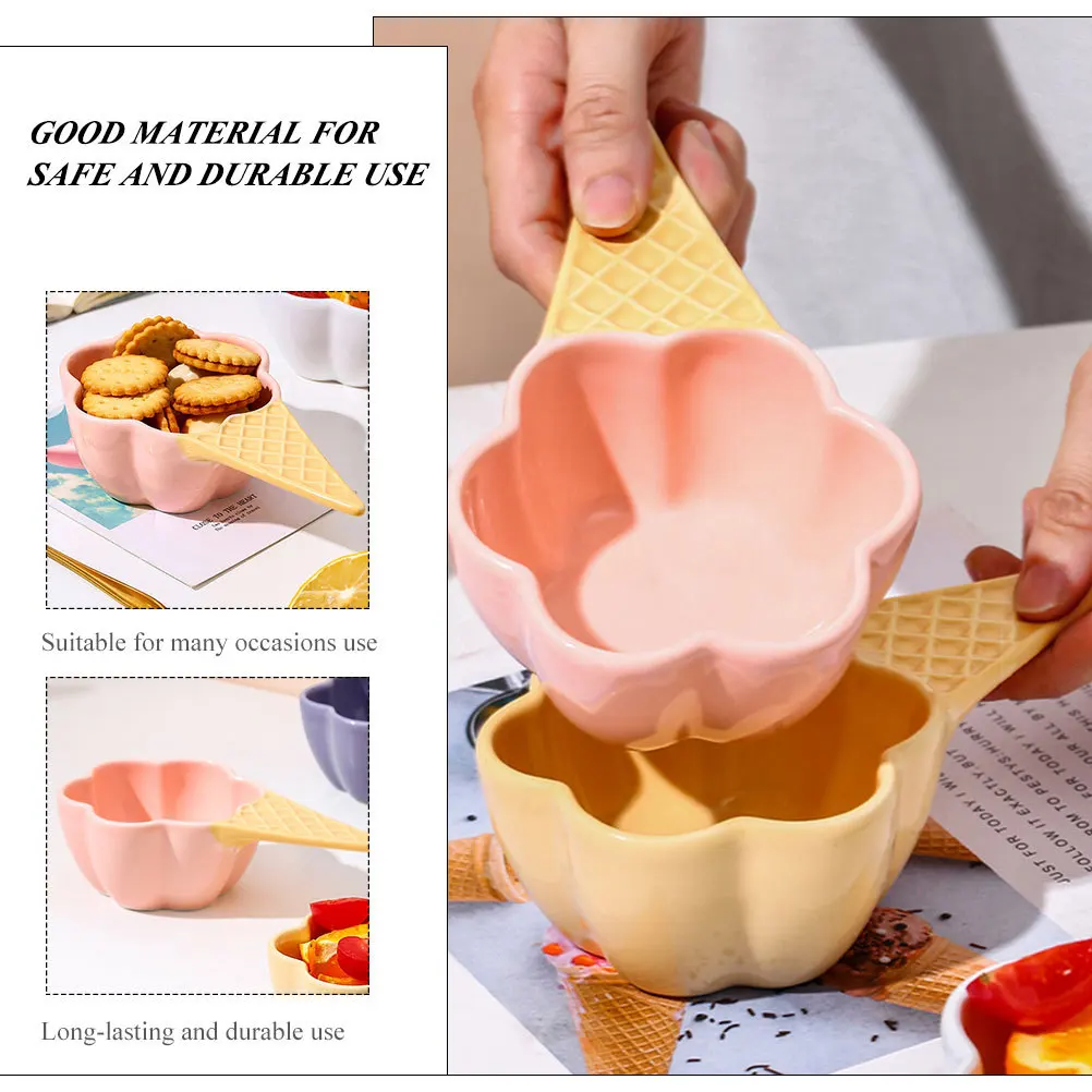 

Multi Function Ceramic Ice Cream Bowl Dishwasher Safe Fruit Dessert Serving Bowl Modern Decorative Kitchen Storage Container
