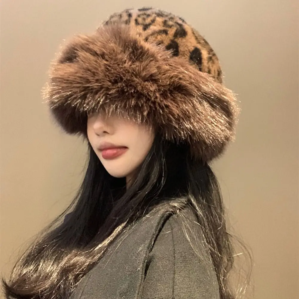 Cute Thicken Warm Scarf & Hat Set Faux Fur Windproof Panama Cap Soft Plush Fisherman Hat For Women