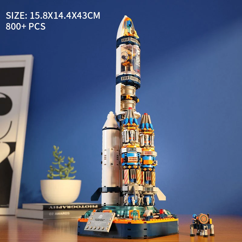 JK8501 800+Pcs-Bricks Exploration Space Series Collection Version Dawn 5 Rocket Model Building Blocks/Birthday Gift For Boys