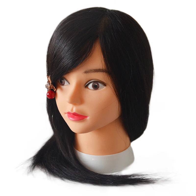 Mannequin Head With Human Hair For Learner Hairdressers Practice Paint Dye Bleach Curl Iron Braid Cut Hair Good Doll Head