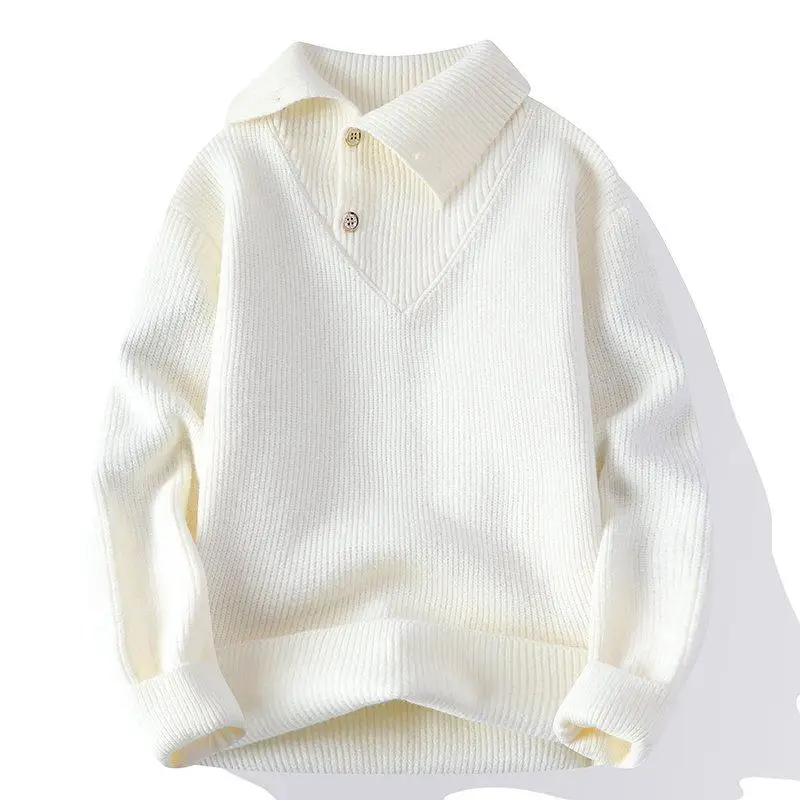 

Мужской вязаный свитер на осень-зиму: повседневный, модный, с воротником, из высококачественной цветной пряжи, универсальный, комфортный, молодежный.