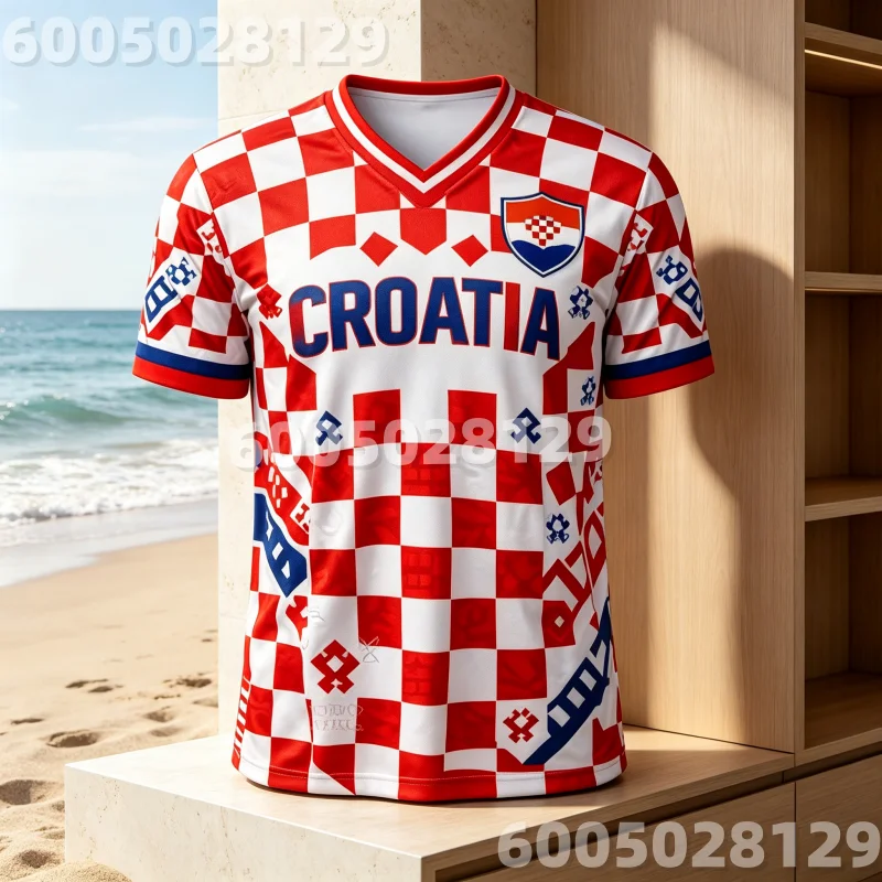 2026 New Croatia Style Soccer Fan 3D Jersey Summer Outdoor Sports Breathable Football Training Top Unisex Casual Family Kid Tees