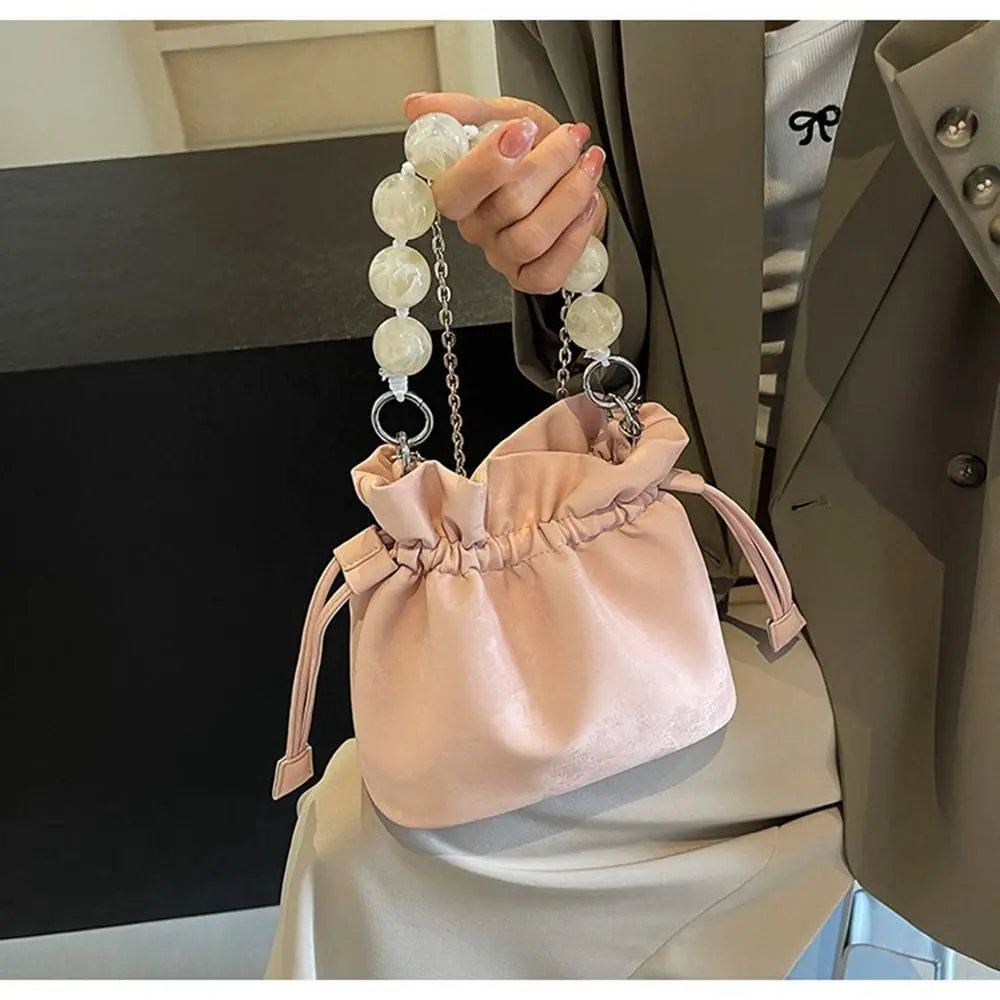 

Fashion Bead Drawstring Bag Chinese Shoulder Bag Pu Bucket Bag Hanfu Handbag Ancient Style New Chinese Style Bag Ladies/Girls