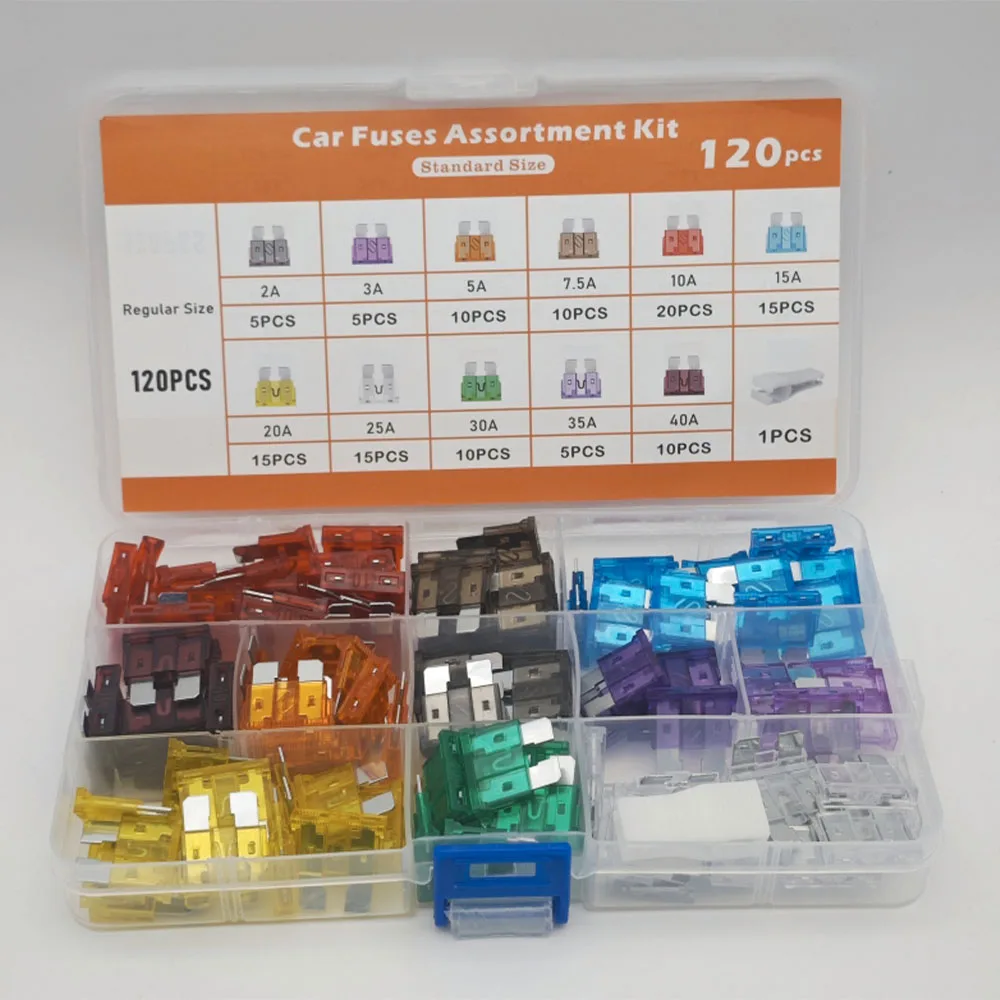 120-teiliges Standard-Sicherungssortiment, Flachsicherungen-Sortiment (2A 3A 5A 7,5A 10A 15A 20A 25A 30A 35A 40A) + Mit Sicherungsauszieher – Detail 4