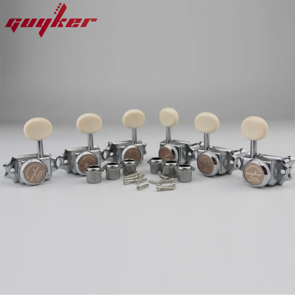 1 SET 3R3L GUYKER Cream Handle Lock String Tuners Vintage Tuners Machine Heads Tuners Chrome