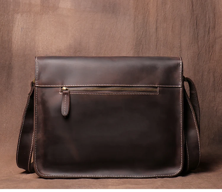 LUOKIR Echte Hohe Qualität Crazy Horse Rindsleder Schulter Umhängetasche Männer Leder Deluxe Sling Messenger Tasche Für 12,9 Zoll IPad – Detail 12
