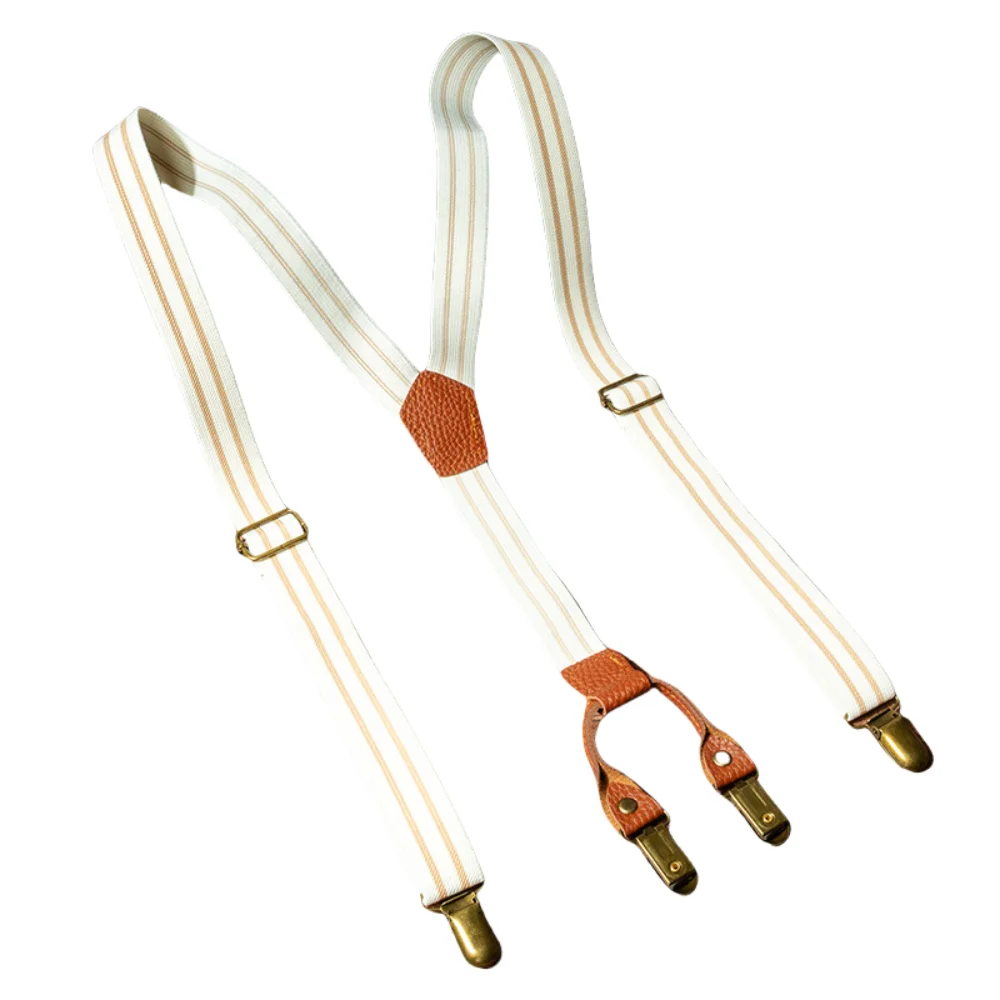 

Retro Suspenders for Men Metal Clip Anti-slip Y-Type Suspenders Suit Accessories British Style Stripe Suspender Clip Business