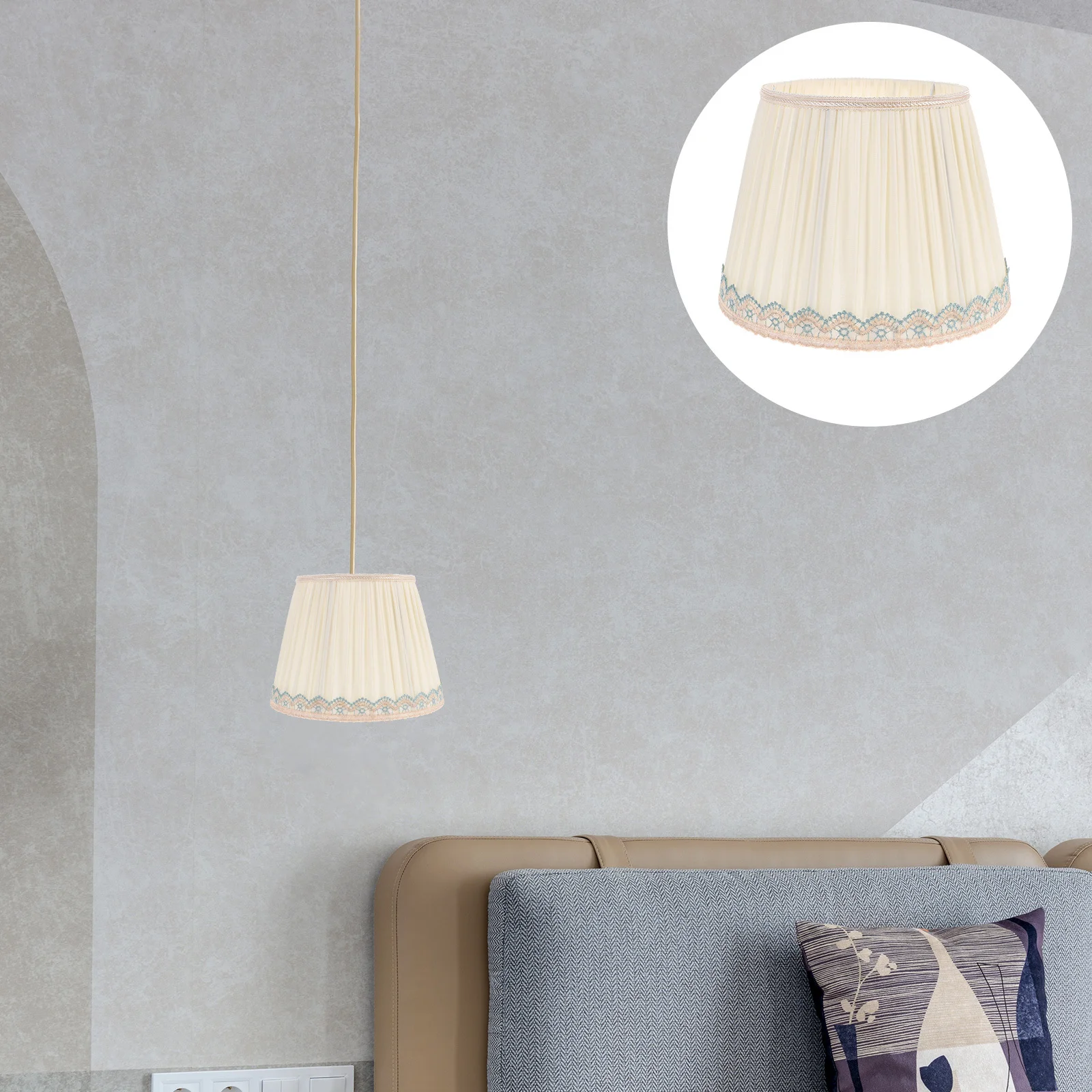 

Small Vintage Cloth Lampshade Barrel Lamp Shade Cover for Bedroom Office Living Room Floor Lamp Light Accessory