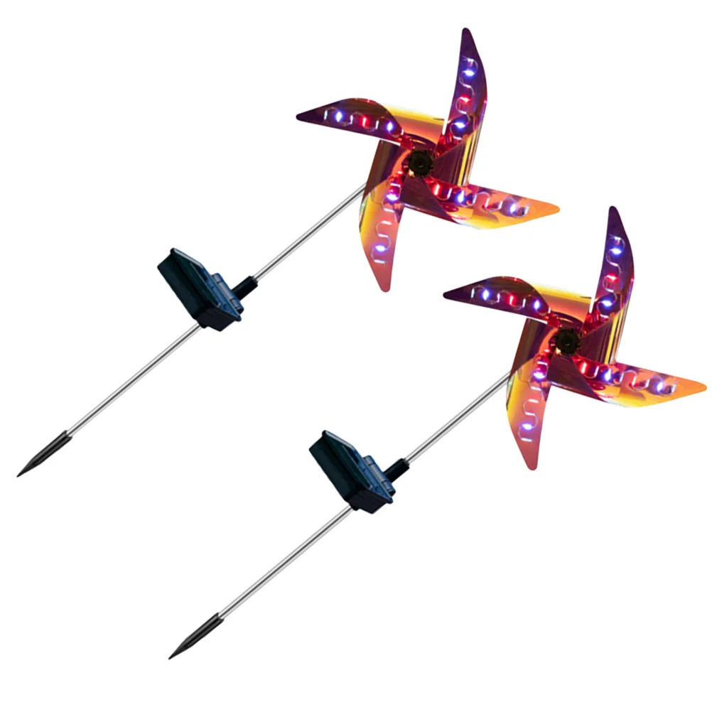 

2pcs Solar Courtyard Light Windmill Shaped Lawn Lamp Outdoor Decorative Ground Inserted Led Lamp For Garden Pathway Yard Park