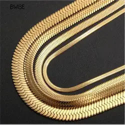 Bwise Stainless Steel Snake Chain Necklace for Women Men Gold Color Herringbone Choker Neck Chains 2023 Trend Jewelry Gift Hot