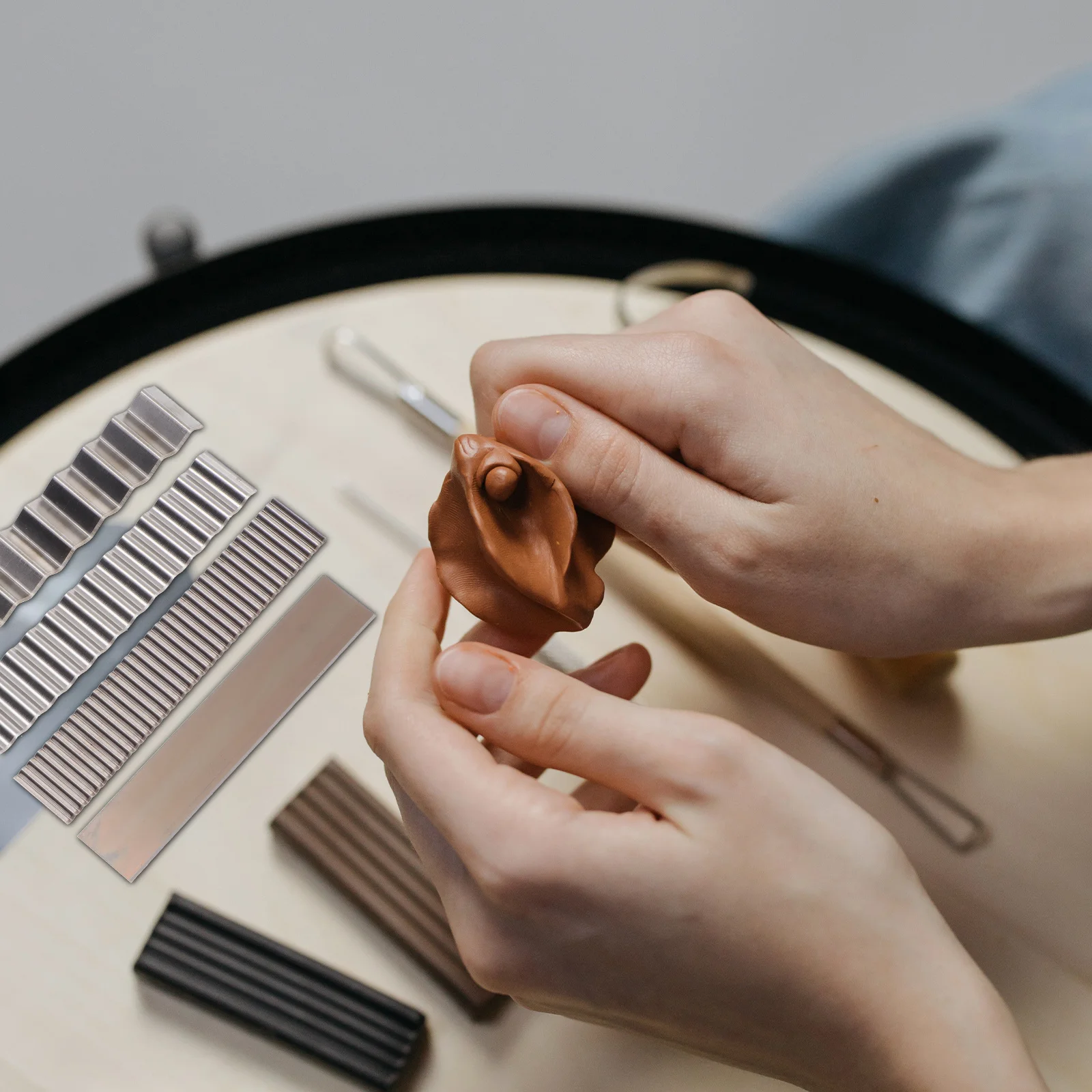 8Pcs Polymer Clay Cutters Shaping Tools Durable Stainless Steel DIY Sculpture Modeling Cutters Carving Supplies for Beginners