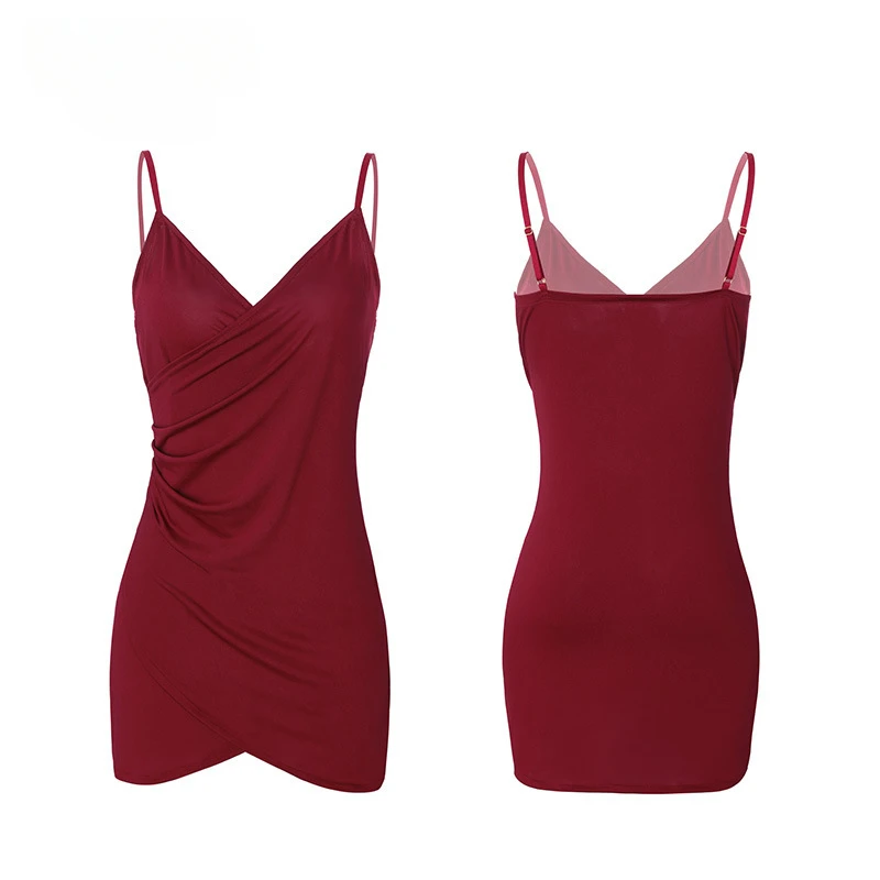 Plus Size V-Neck Sling Skirt Overlap Ruched Bodycon Dress Night Out Mini Skinny Dress Pajamas Oversized Club Party Nightdress
