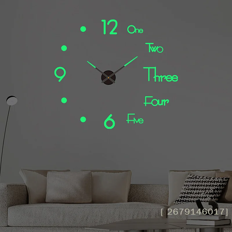 【YY26】3D Leuchtende Wanduhr Rahmenlose Acryl-DIY-Digitaluhr Wandaufkleber Geräuschlose Uhr für Wohnzimmer Büro Wanddekoration