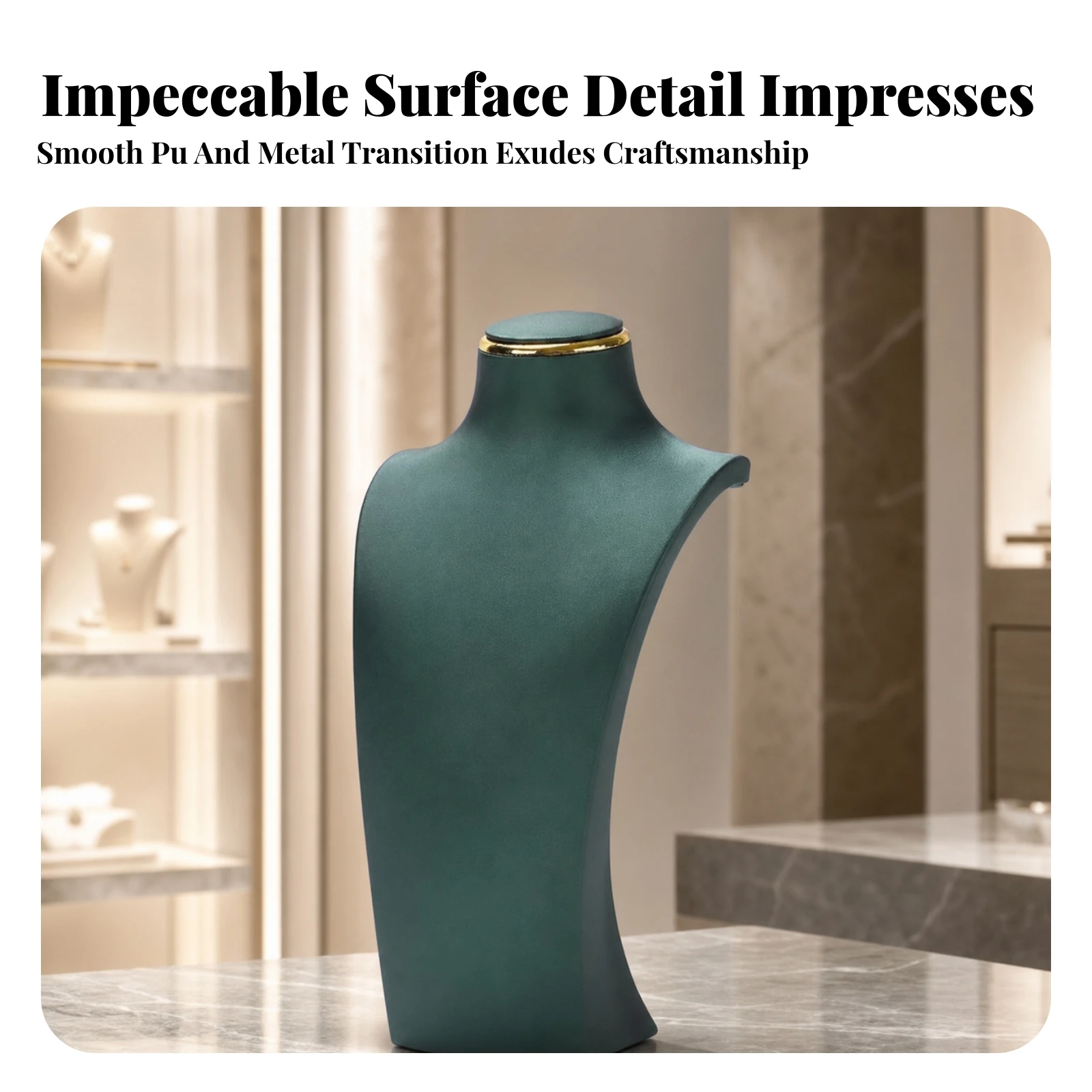 Necklace Display Bust Elegant Jewelry Display Bust with Gold Rim Upright Space-Saving for Jewelers, Showcases, Counter Displays