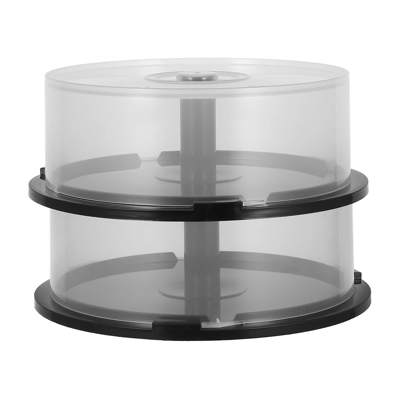 2 Pcs CD Storage Bin Cakebox Boxes Container and Dvd Empty Bucket Pp Round Holder with Lids