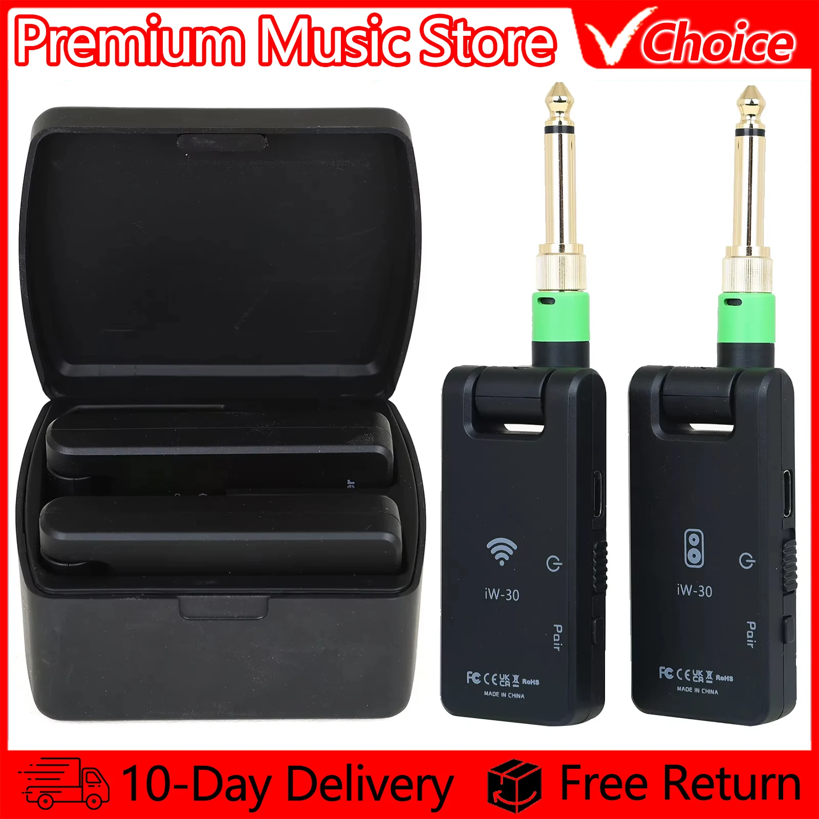 IRIN 2.4G Wireless Guitar System IW-30 Guitar Transmitter Receiver 2 in 1 Plug 4 Channels Guitar Wireless with Rechargeable Box