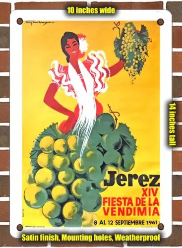 METAL SIGN - 1961 Jerez 14th Grape Harvest Festival - 10x14 Inches