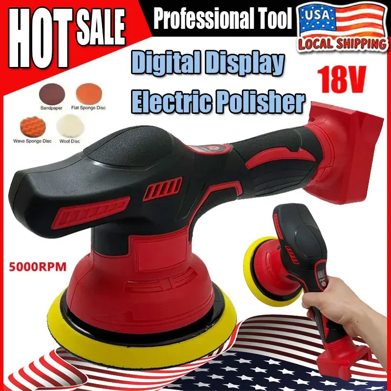 

Fit Milwaukee Cordless Polisher 8 Gears Digital Display Electric Polisher Auto Car Waxing Polishing Machine For 18V Battery