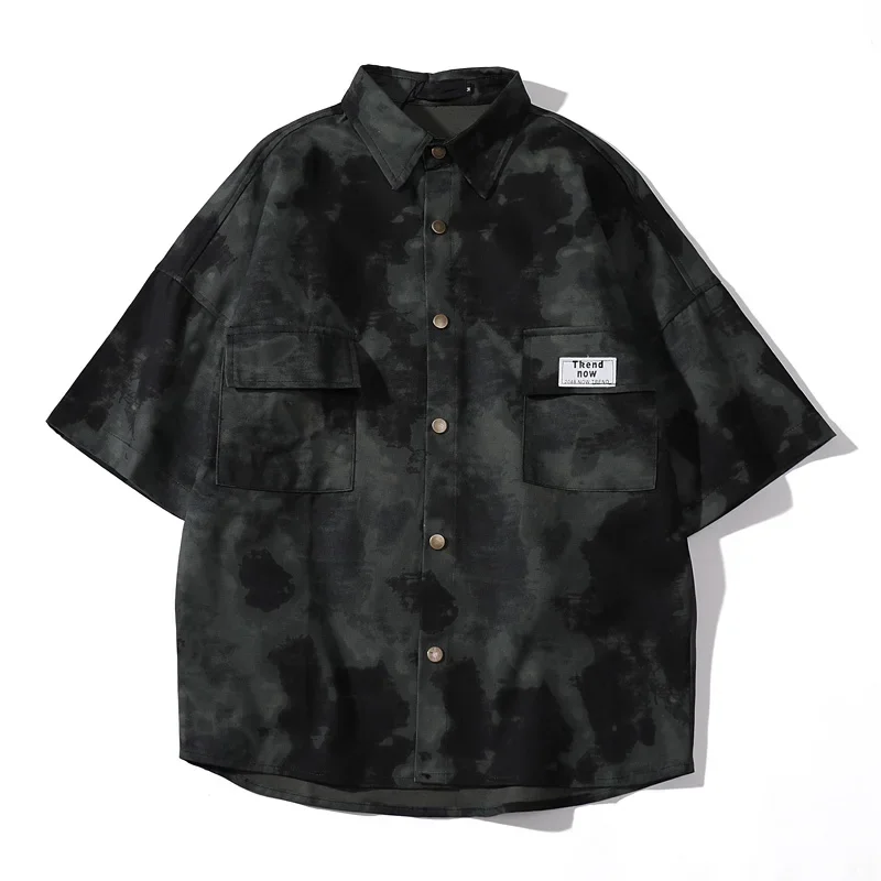 Oversized Heavy Cotton Camouflage Summer New Original Short Sleeve Shirts Casual Loose Fashion for Men