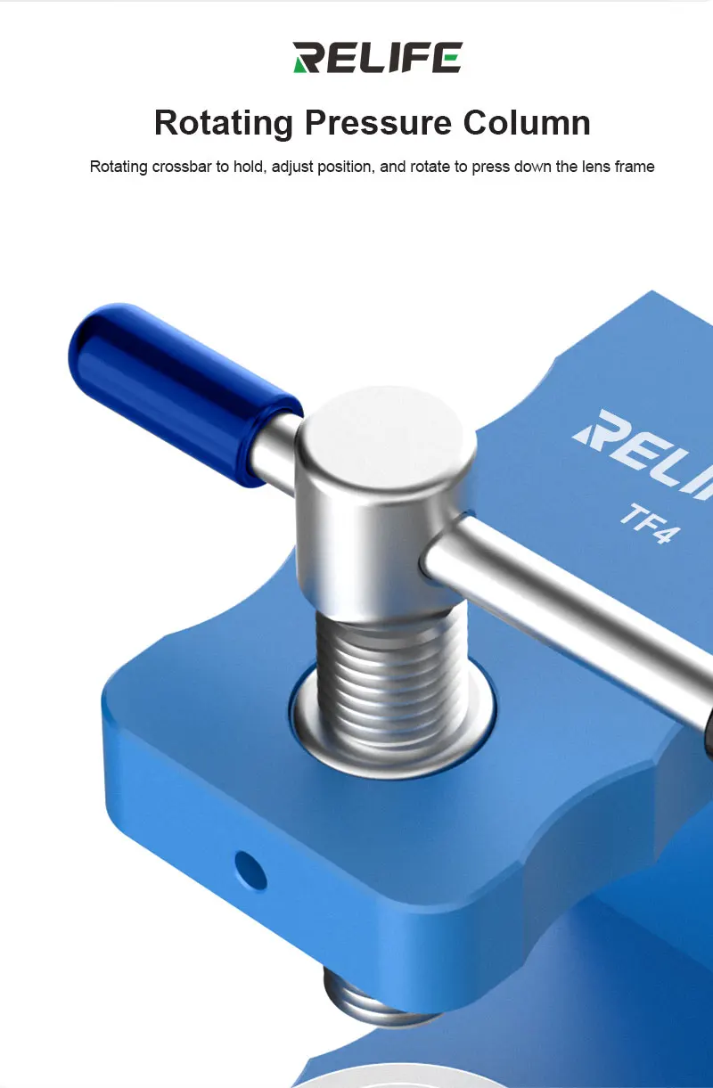 RELIFE TF4 Rear Camera Frame Disassembly Fixture for IPhone X-16 Series Multiple Head Aluminum Alloy Rotating Frame Removal Tool