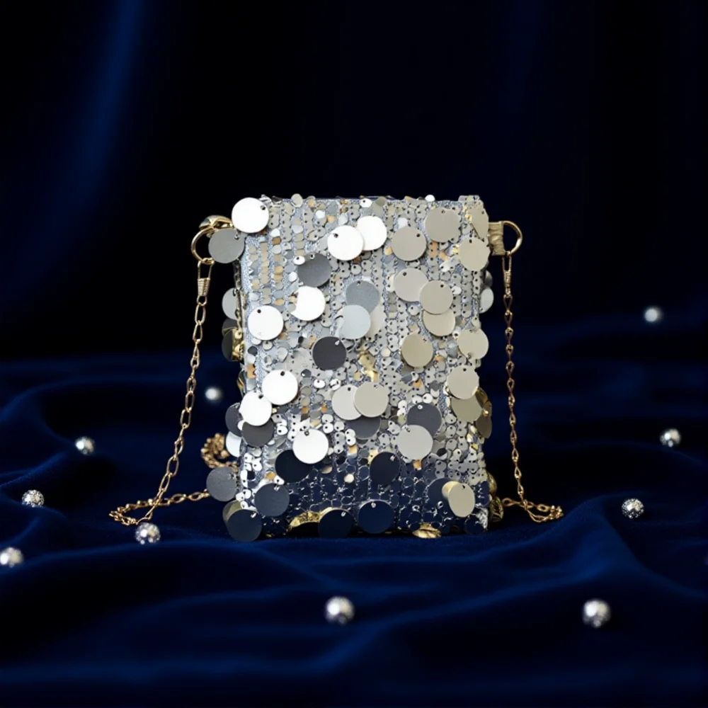 

Мини-сумка через плечо с цепочкой, модная сумка через плечо с блестками, женская сумка для телефона, универсальная сумка для повседневного использования, маленькая сумка для вечеринок