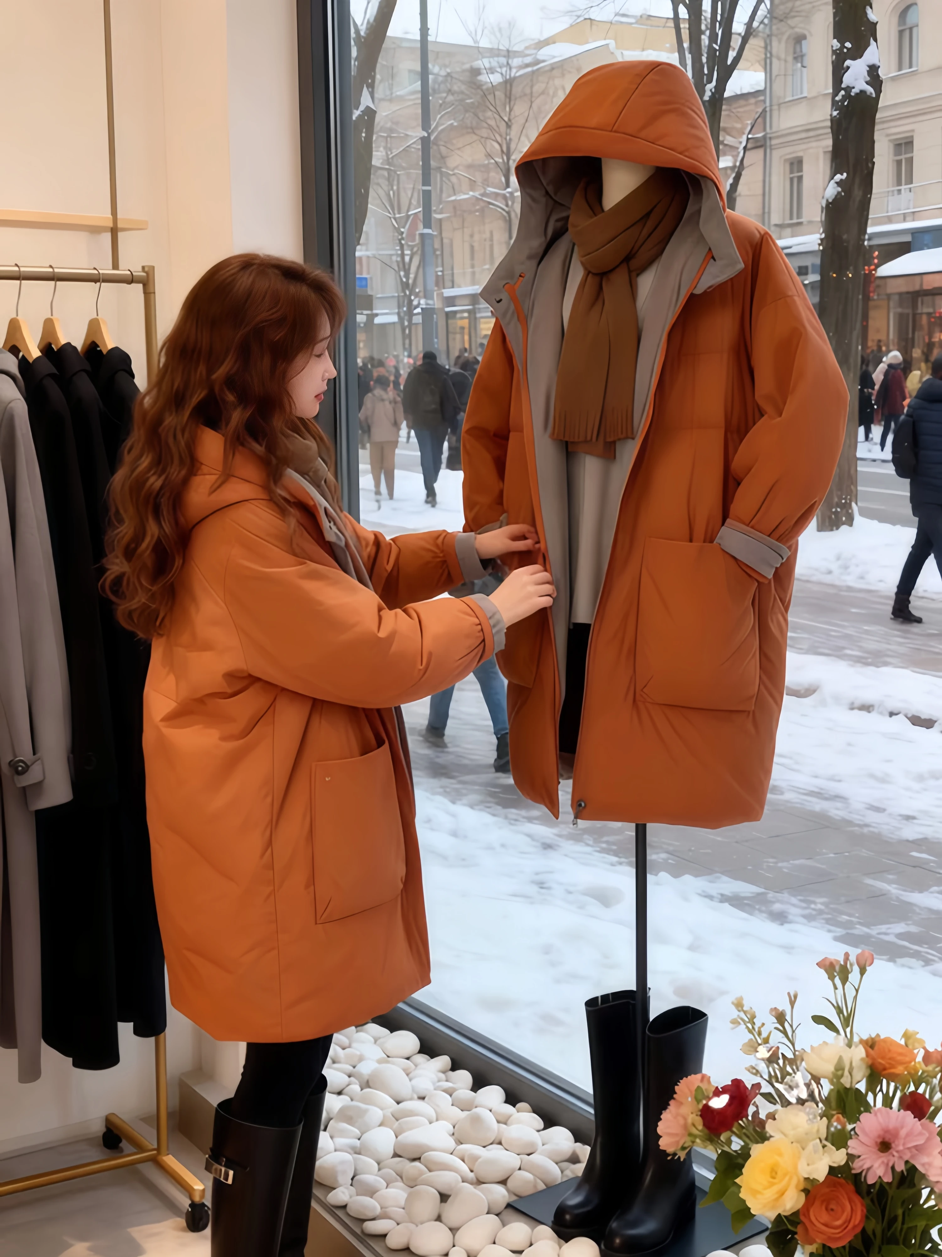

Korean Style Thickened Warm Double-Sided Wear Cotton Jacket Women's Autumn Winter New Fashion Loose Slimming Hooded Cotton Coat