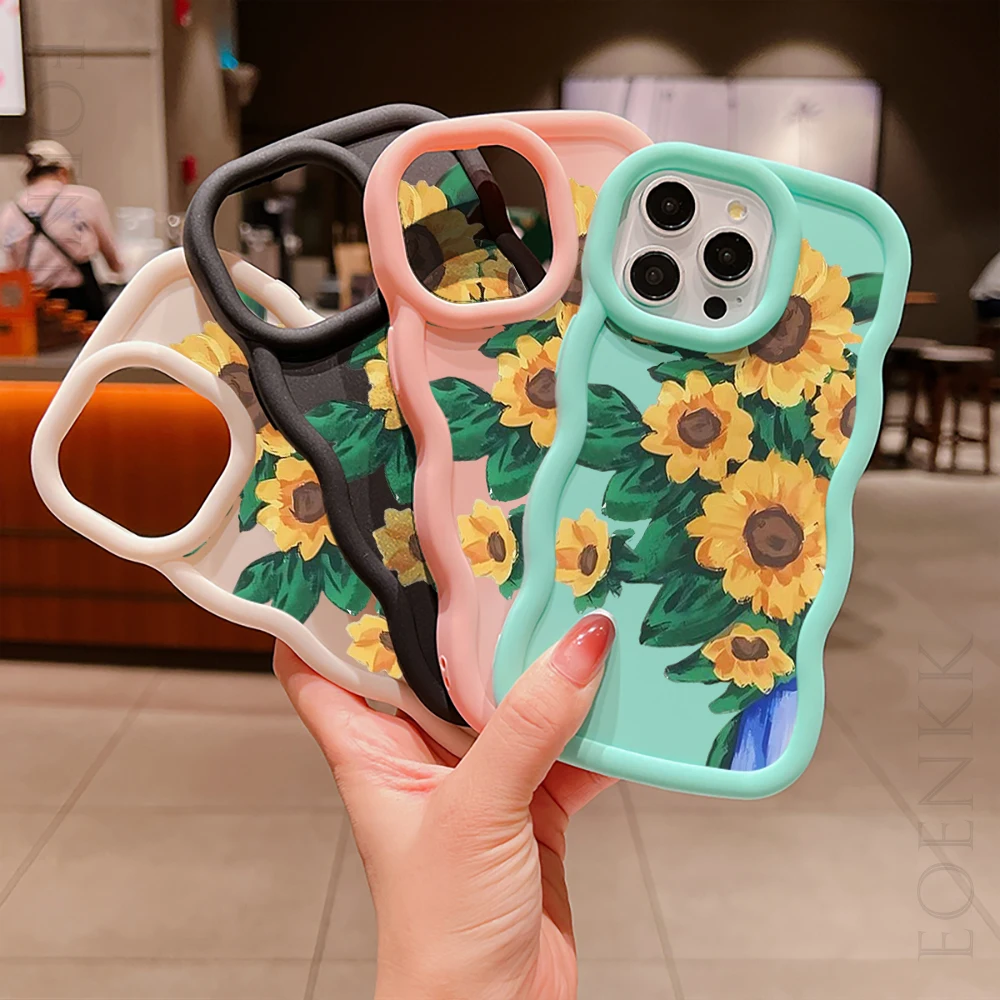 Sunflower Happy Every Day Phone Case For iPhone 16 15 14 13 12 11 Pro Max X XS XR 7 8 Plus Soft Silicone Shockproof Back Cover