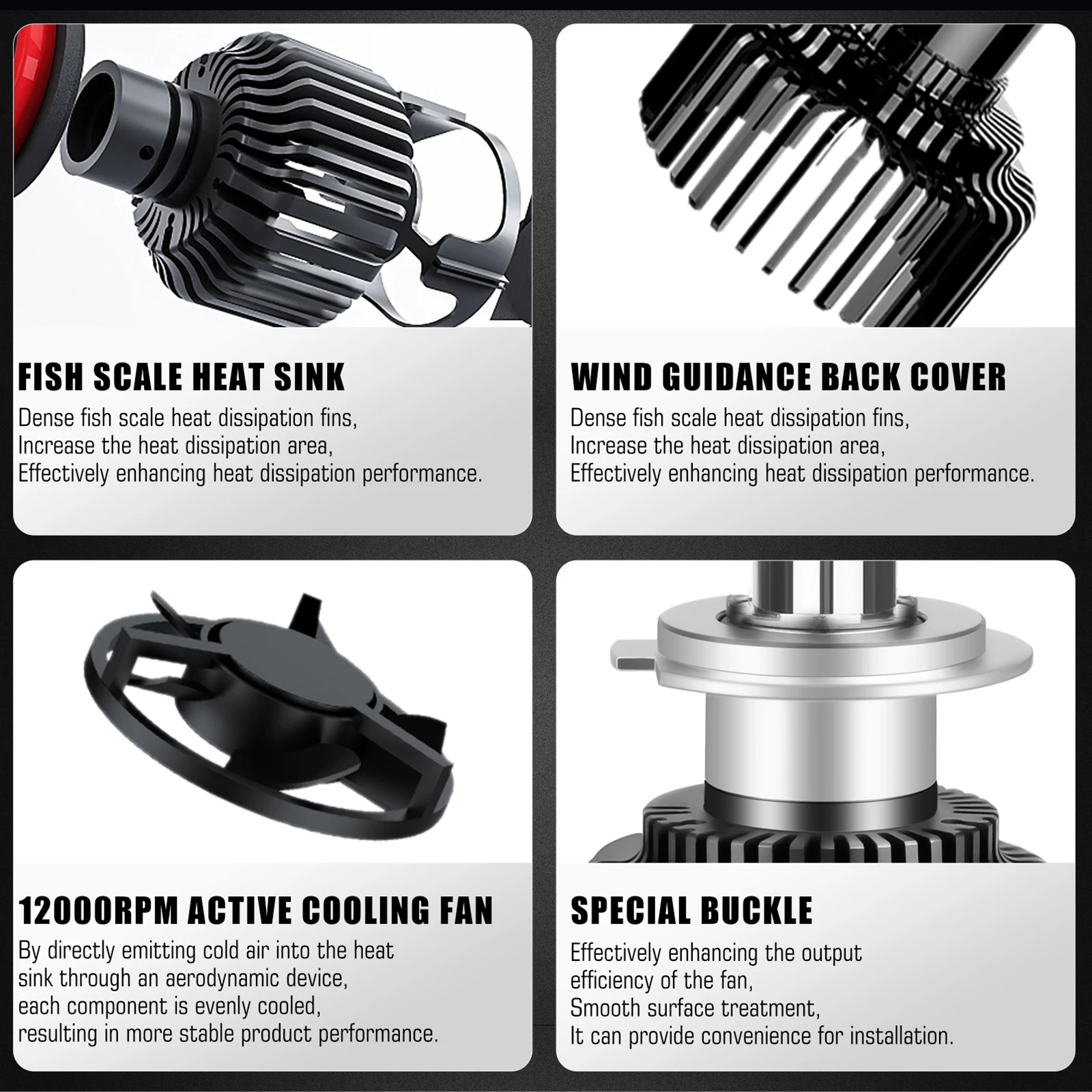 Bullvision H7 H4 Car Led Headlights Canbus H11 H1 HB3 9005 HB4 9006 9012 H27 880 881 3D 360 6000K 8000K Auto Bulbs With Fan 12V view 3