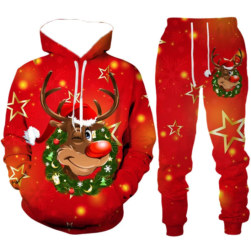 

Осенние и зимние мужские толстовки с капюшоном, спортивные костюмы, рождественский мужской костюм с капюшоном, рождественские комплекты с 3D принтом, быстросохнущие и удобные