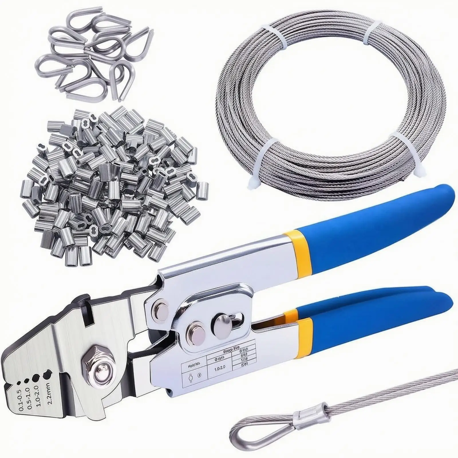 All Purpose Cable Crimping Pliers with Cutting Edge for Wire Rope Loop Making and Steel Sleeve Compression Work - view 2