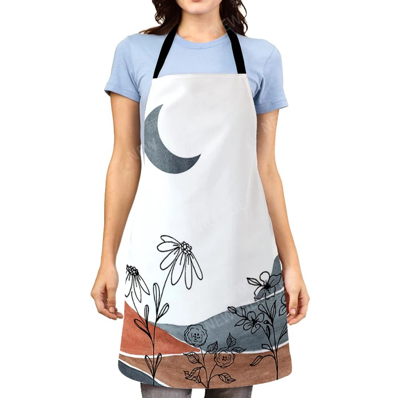 nordic Aesthetic Women kitchen apron kids original Children Waterproof girl princess waiter work apron oil proof boho plant